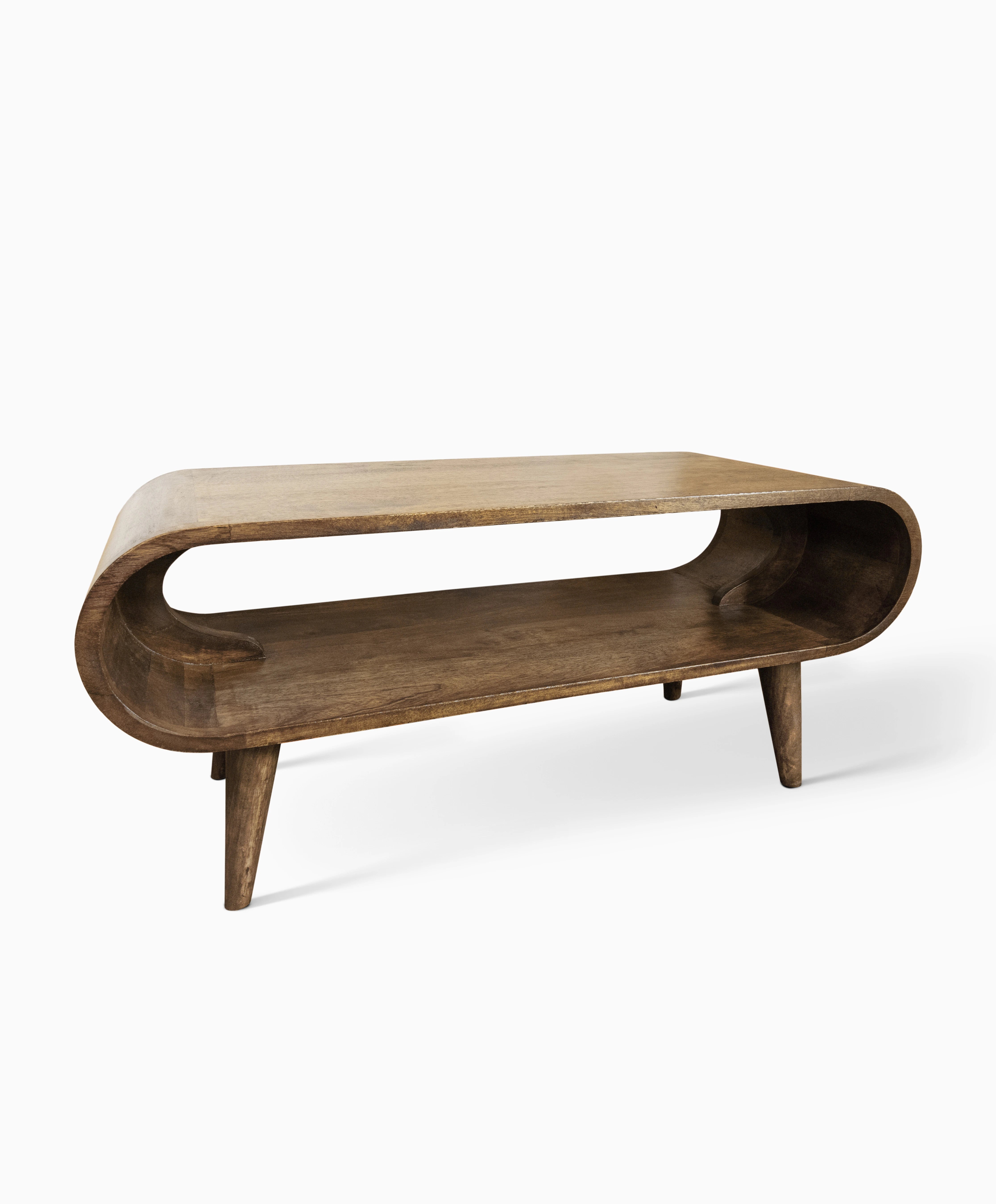 Art deco inspired MCM coffee table in solid mango wood