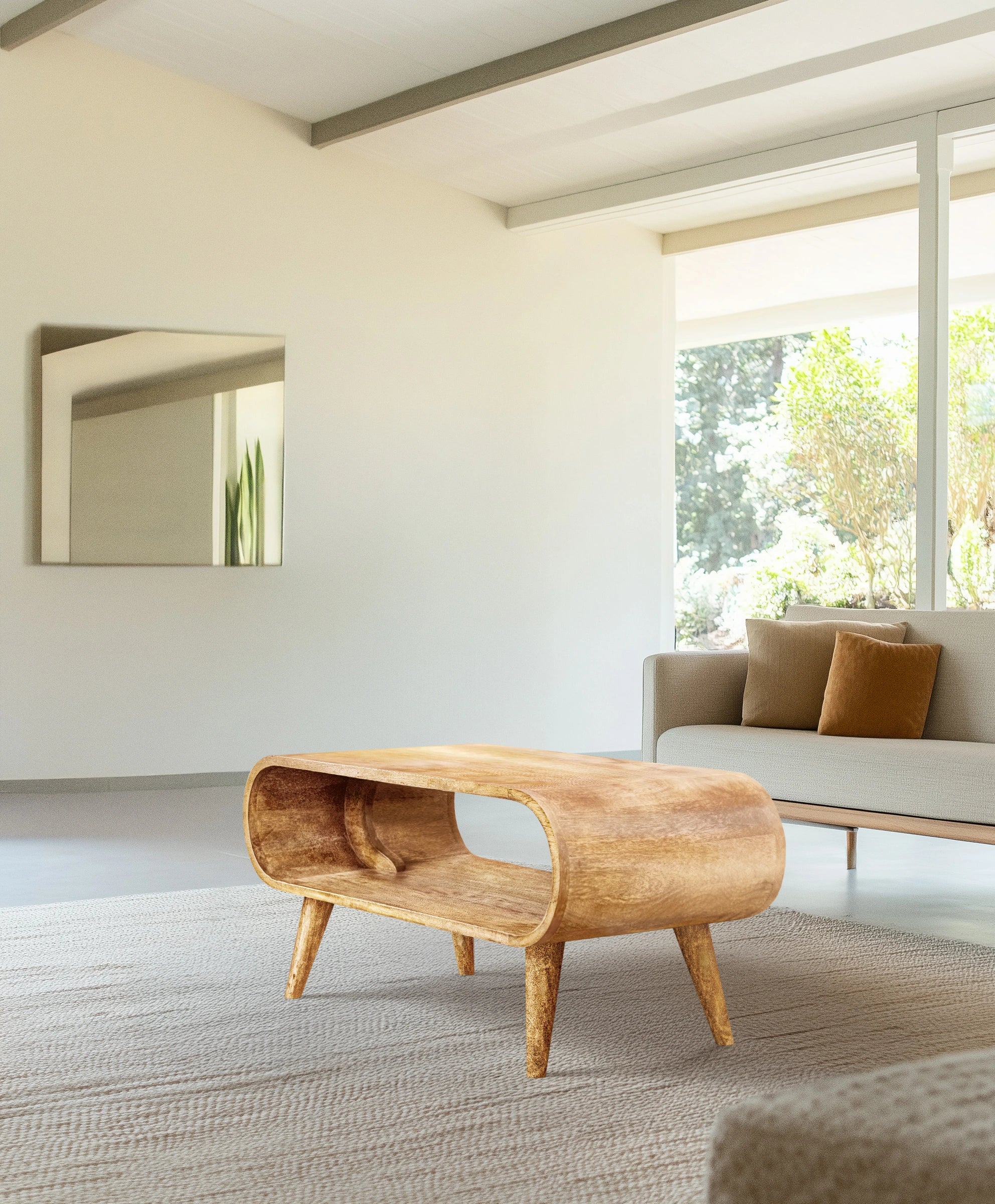 Custom coffee table with Scandinavian design and art deco flair