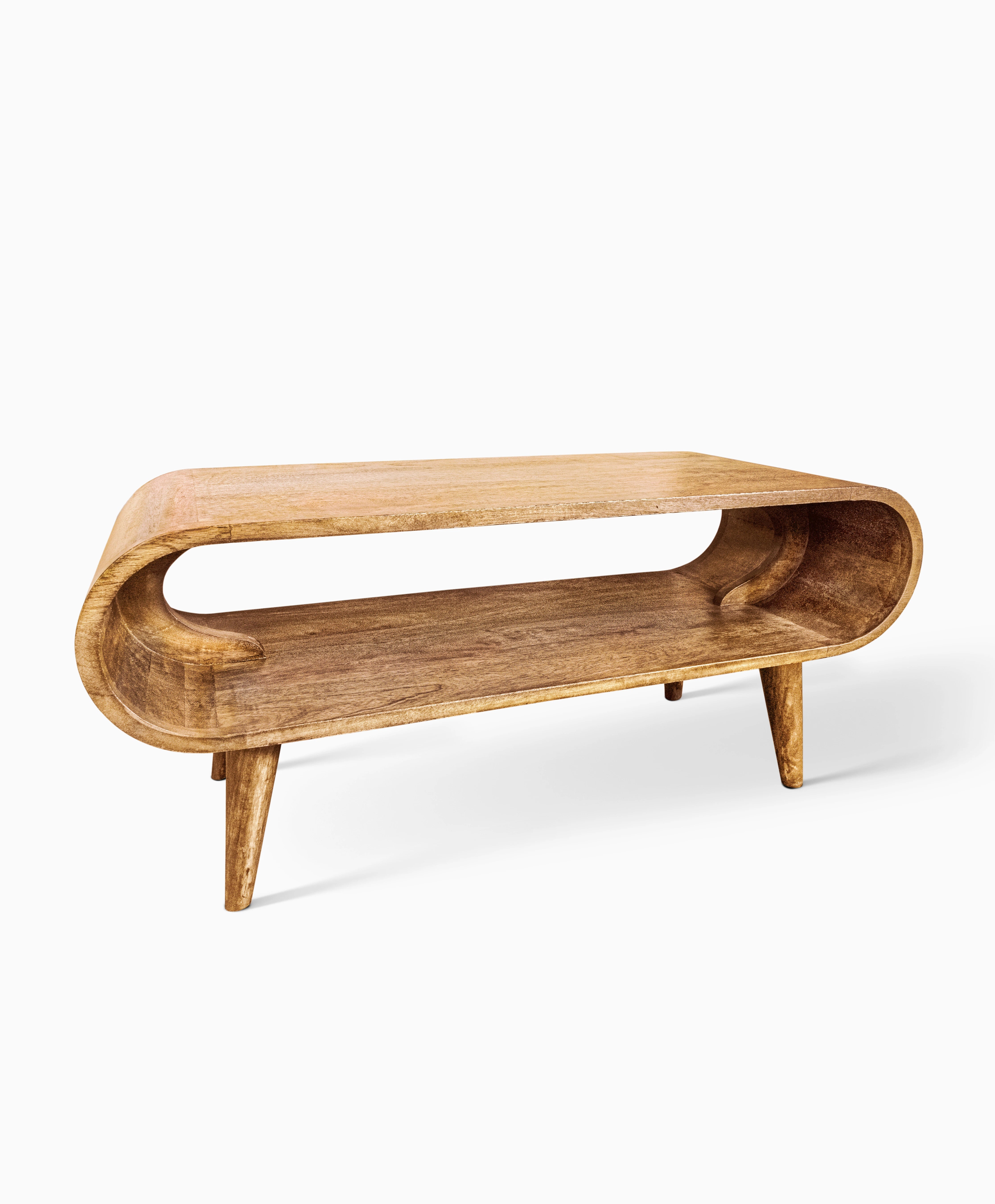 Living room center table with curved Scandinavian legs