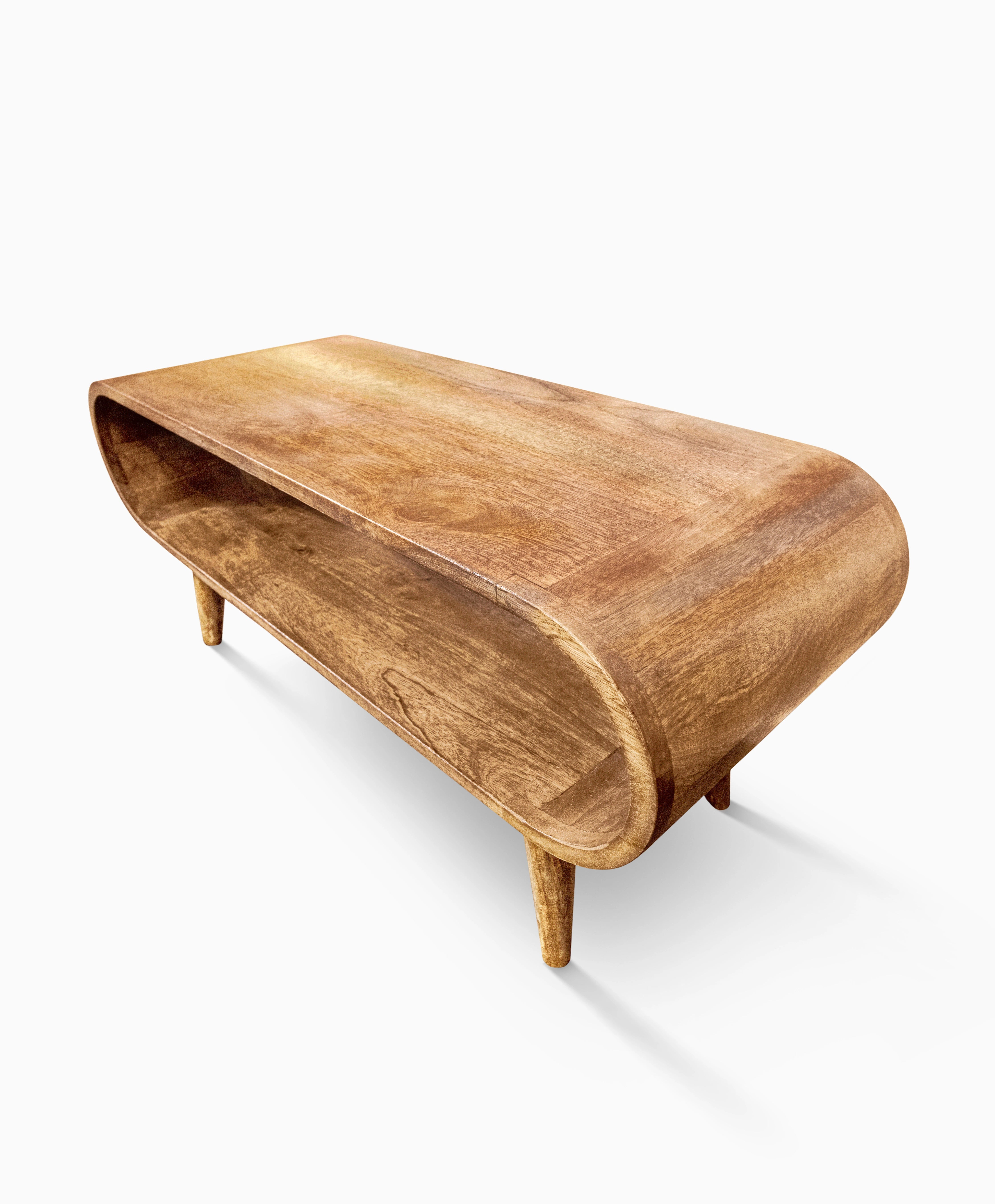 Modern oval coffee table with handcrafted solid wood top