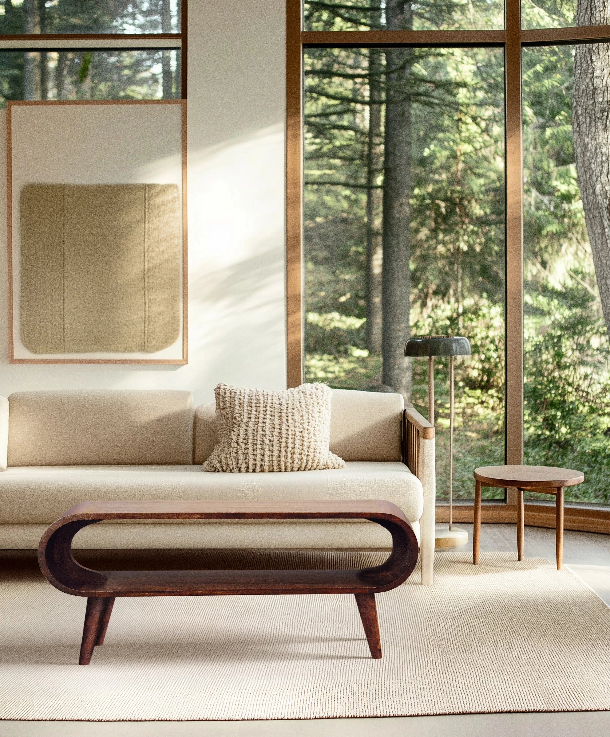 Round Scandinavian table made from ethically sourced wood