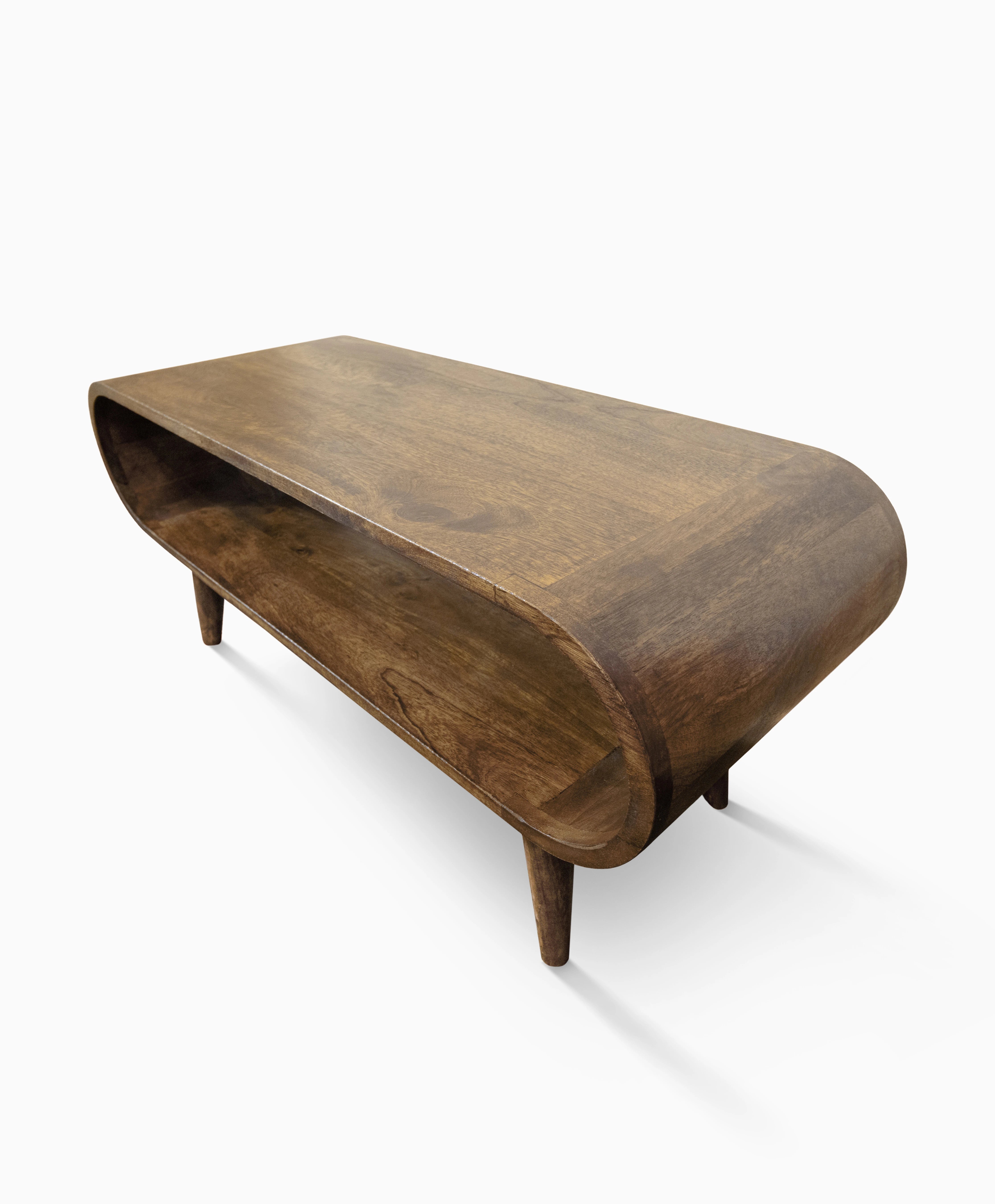 Scandinavian-inspired low coffee table with vintage charm
