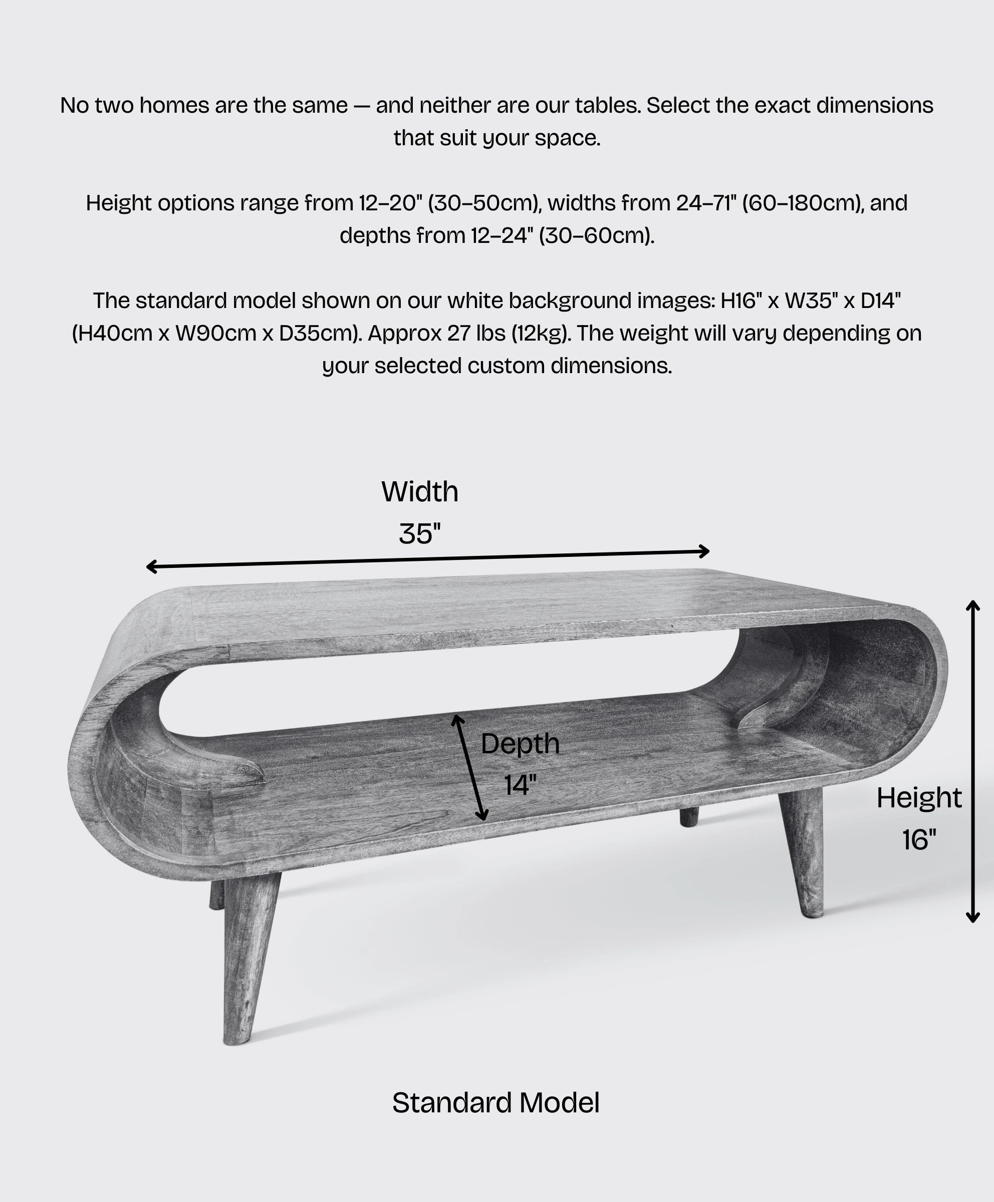 personalized coffee table custom sizes