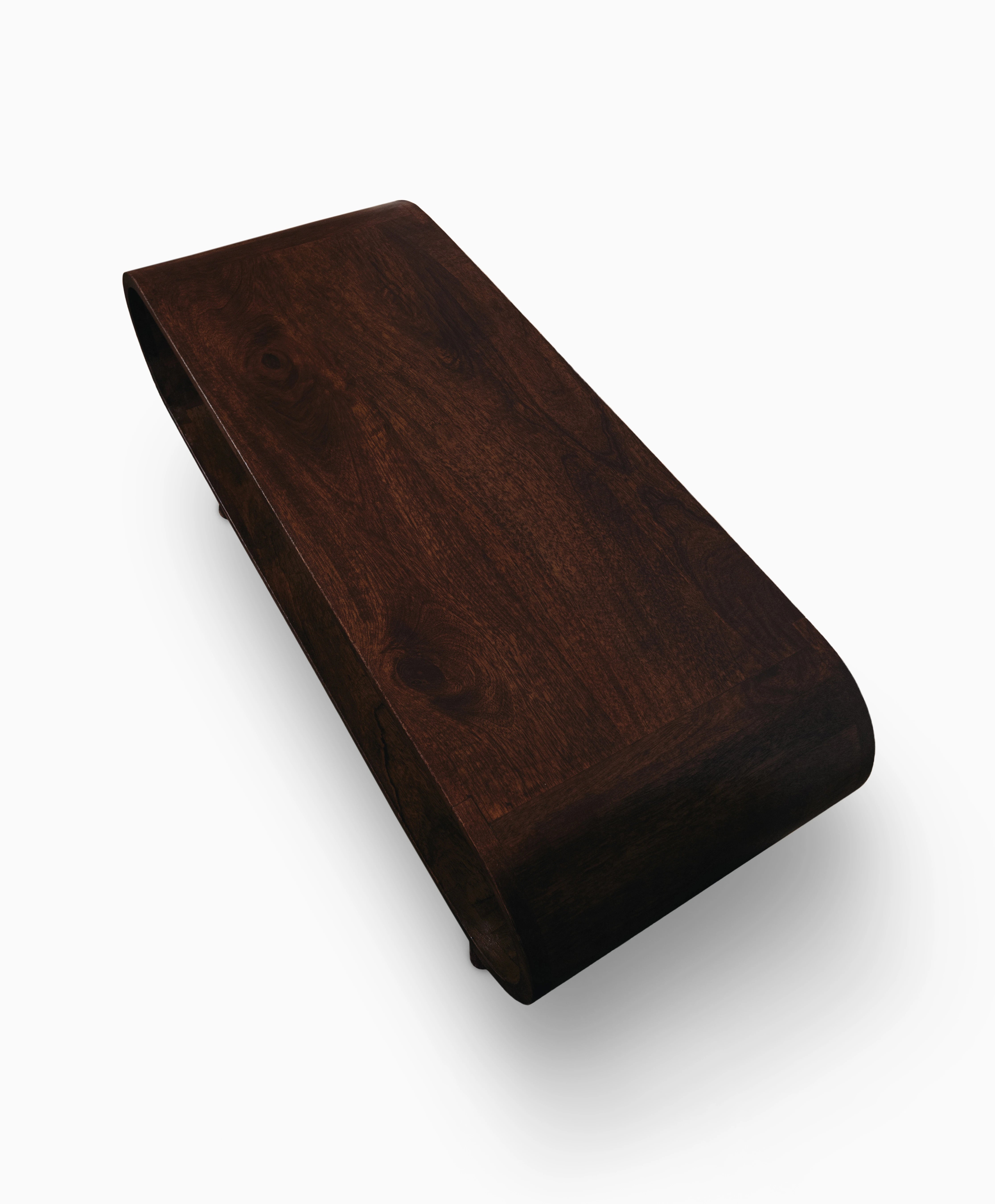 walnut coffee table with rounded corners
